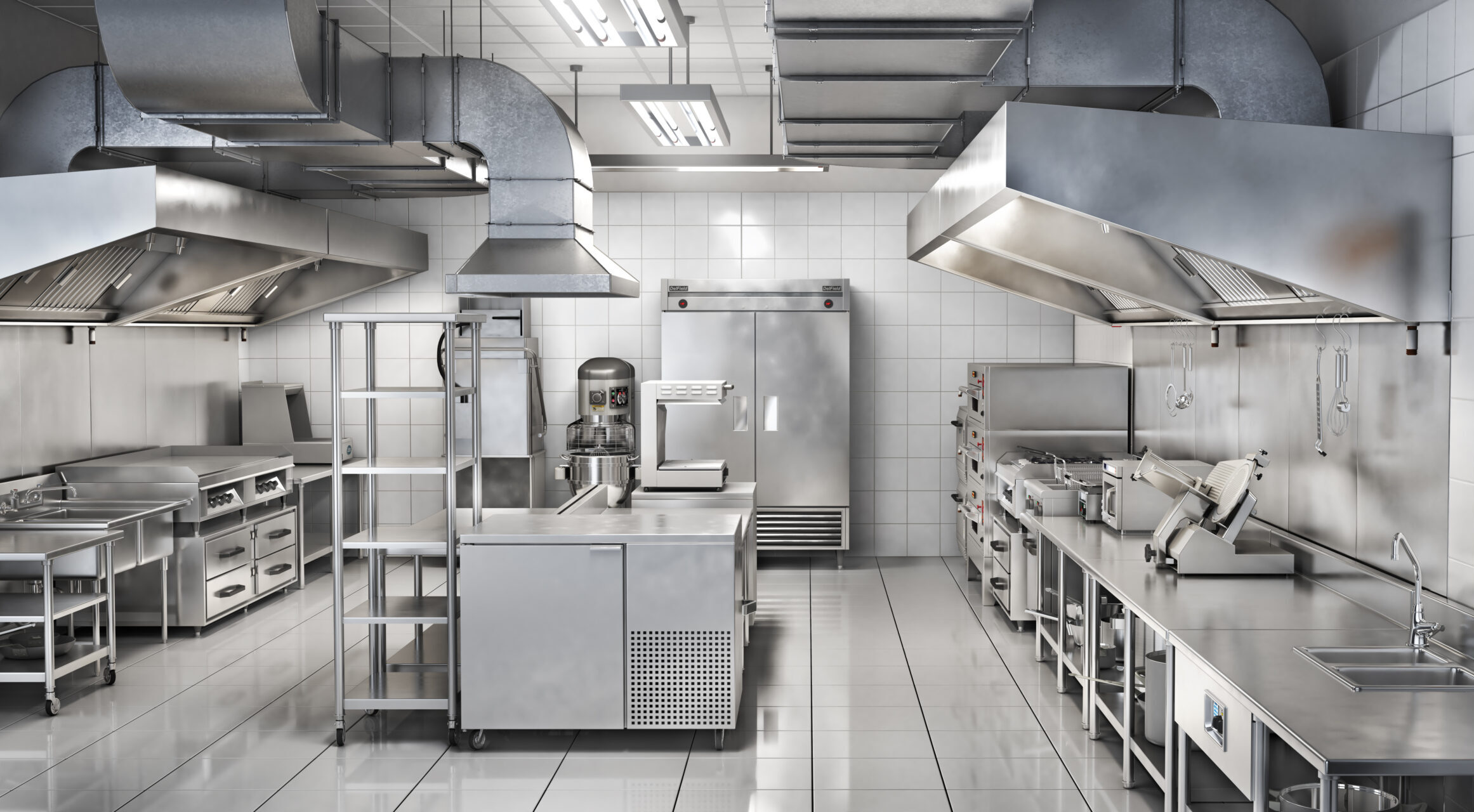 Industrial Kitchen. Restaurant Kitchen. 3d Illustration